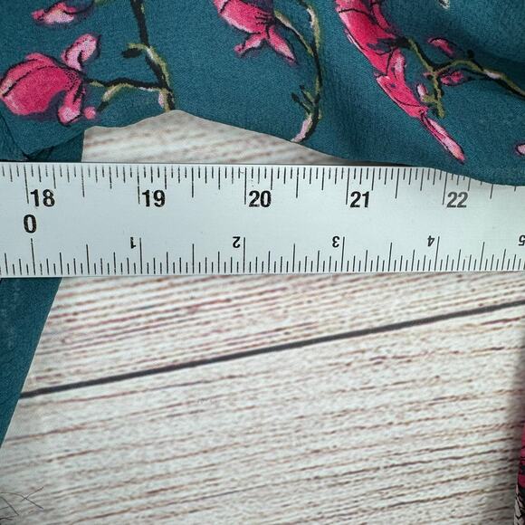 Free People Floral Rough Seam Semi Sheer Sleeve Mini Dress Womens Small Green - Picture 11 of 12